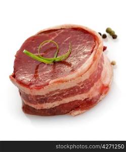 Bacon Wrapped Beef Fillet On White Background