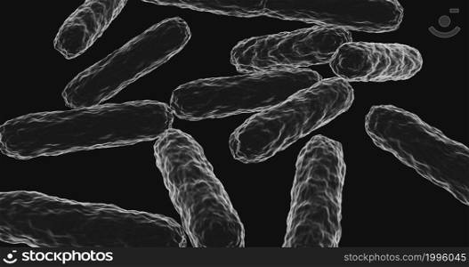Bacteria virus or germs microorganism cells under microscope. Human immune system virus. 3D Render. Bacteria virus or germs microorganism cells under microscope. 3D Render