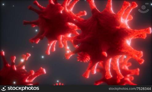 Bacteria virus or germs microorganism cells under microscope with depth