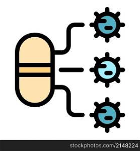Bacterial resistance icon. Outline bacterial resistance vector icon color flat isolated. Bacterial resistance icon color outline vector