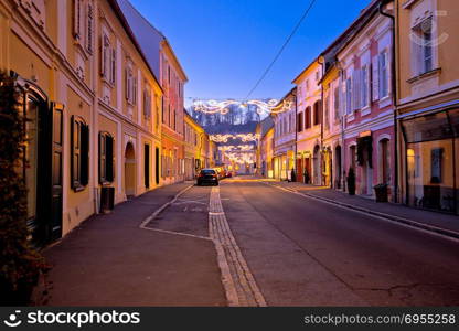 Bad Radkersburg street evening advent view, Steiermark region of Austria