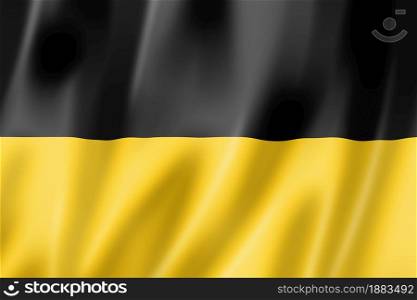 Baden Wurttemberg state flag, Germany waving banner collection. 3D illustration. Baden Wurttemberg state flag, Germany