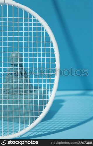badminton racket blue shuttlecock