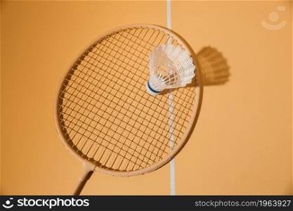 badminton racket shuttlecock top view. High resolution photo. badminton racket shuttlecock top view. High quality photo