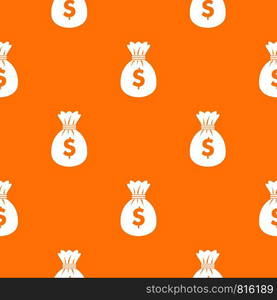 Bag with dollars pattern repeat seamless in orange color for any design. Vector geometric illustration. Bag with dollars pattern seamless