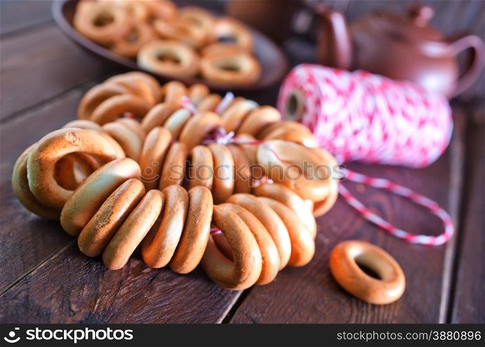 bagels for the tea on a table