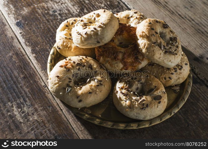 Bagels in a tray