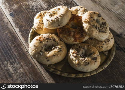Bagels in a tray