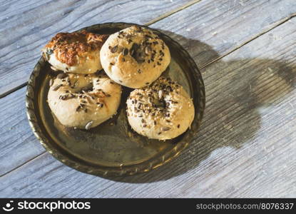 Bagels in a tray