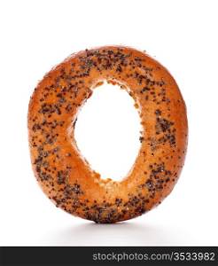 bagels with poppy seeds isolated on white background