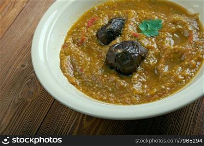 Baghara baingan - popular Indian eggplant curry of Hyderabad in India