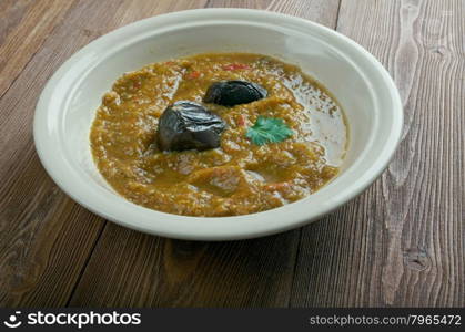 Baghara baingan - popular Indian eggplant curry of Hyderabad in India