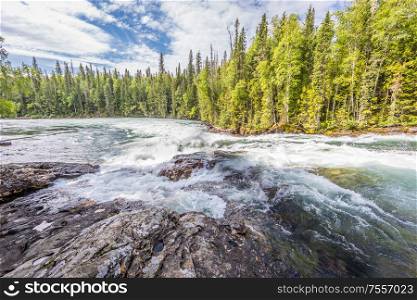 Bailey's Chute of clearwater river in Wells Gray Provincial Park, Canada