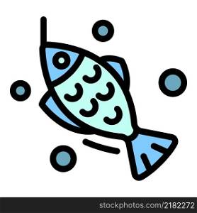 Bait fish icon. Outline bait fish vector icon color flat isolated. Bait fish icon color outline vector