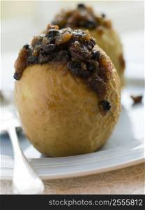 Baked Apples stuffed with Christmas Pudding