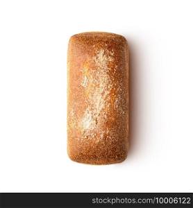 Baked block bread isolated on white background. Top view. Baked block bread