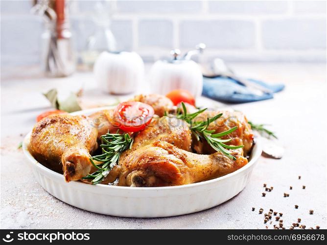 baked chicken legs . baked chicken legs with aroma spice and salt