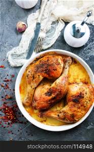 baked chicken legs with salt and spice on the plate