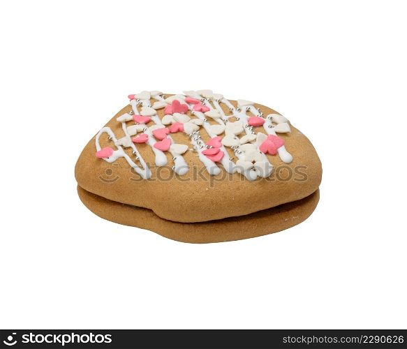 baked christmas gingerbread isolated on white background