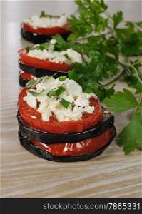 Baked eggplant with ricotta and tomato