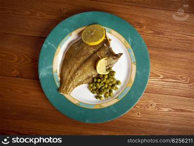 Baked Flounder with vegetables and lemon