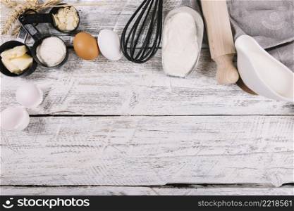 baked ingredients white wooden table