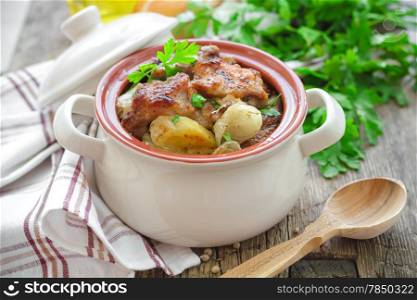 Baked meat with potato