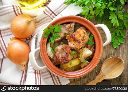 Baked meat with potato