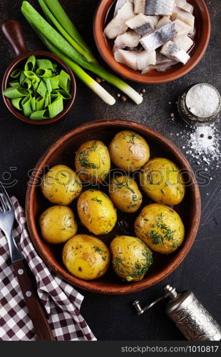 baked potato with fresh dill garlic and butter