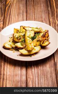Baked potato with mustard seeds and dill