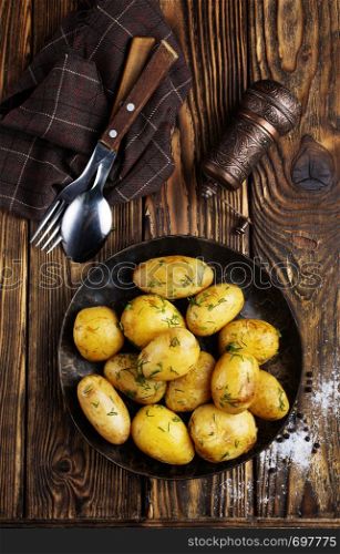 baked potato with salt and aroma spice
