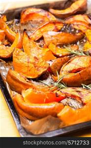 Baked pumpkin with rosemary and balsamic vinegar