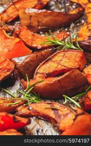 Baked pumpkin with rosemary and balsamic vinegar. The Baked pumpkin
