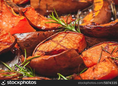 Baked pumpkin with rosemary and balsamic vinegar. The Baked pumpkin