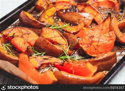 Baked pumpkin with rosemary and balsamic vinegar. The Baked pumpkin