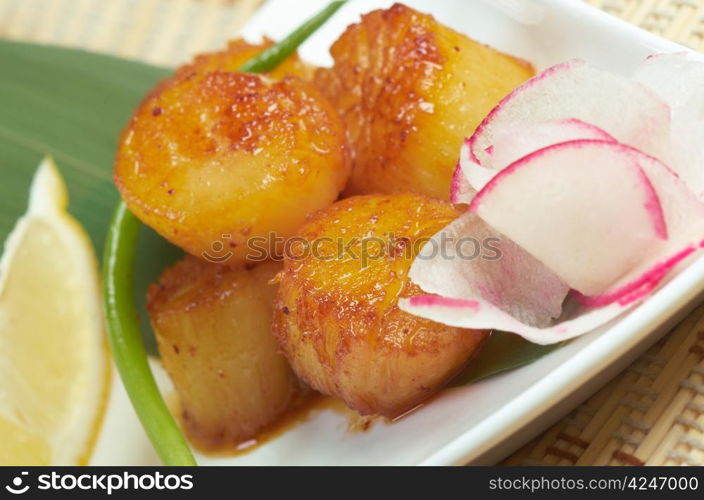 Baked scallops. traditional japanese food