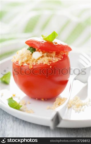 baked tomato stuffed with couscous and feta