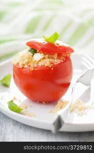 baked tomato stuffed with couscous and feta