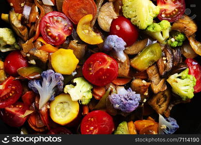 baked vegetables in white bowl, diet food