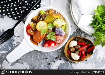 baked vegetables in white bowl, diet food