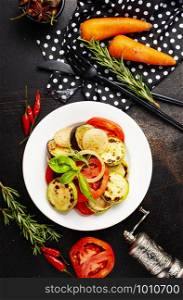 baked vegetables with salt and aroma spice, rayatuille