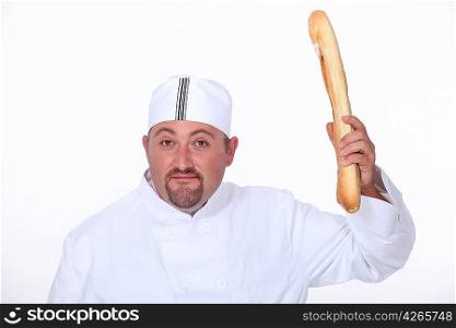 baker with baguette