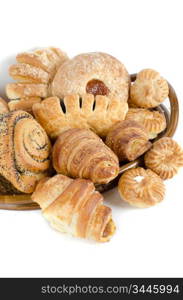 Bakery foodstuffs set on a white background