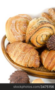 Bakery foodstuffs set on a white background