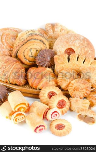 Bakery foodstuffs set on a white background