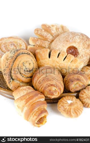 Bakery foodstuffs set on a white background