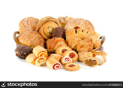 Bakery foodstuffs set on a white background