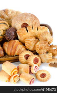 Bakery foodstuffs set on a white background