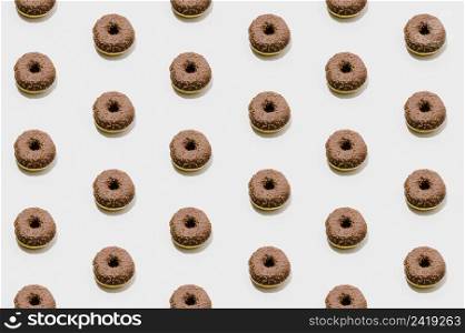 bakery pattern with chocolate donuts