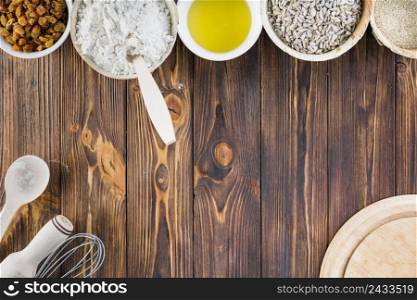 baking ingredients bowl wooden background